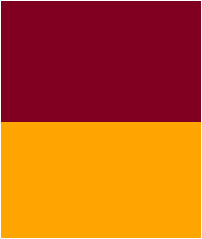 Burgundy and orange color combination.