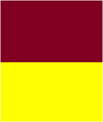 Burgundy and yellow color combination.