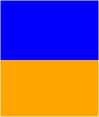 Blue and orange color combination.